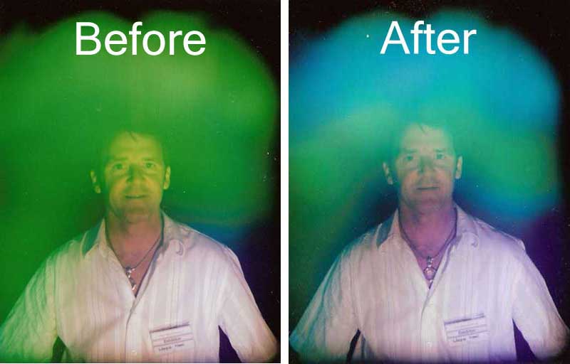 Client showing Before and After effect on Aura